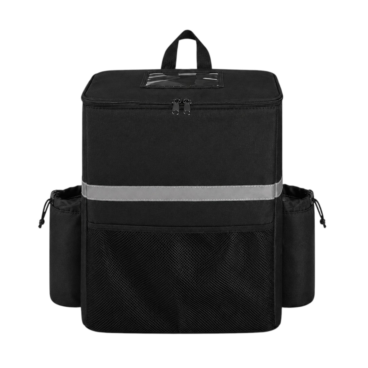 Sac à dos isotherme noir Univers Sac pour livraison de repas, 30L en tissu Oxford avec bandes réfléchissantes