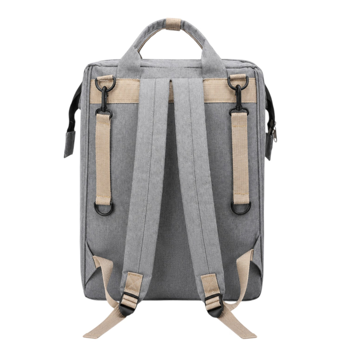 Sac à dos à langer Univers Sac gris avec bretelles réglables beiges, design pratique et pliable pour parents