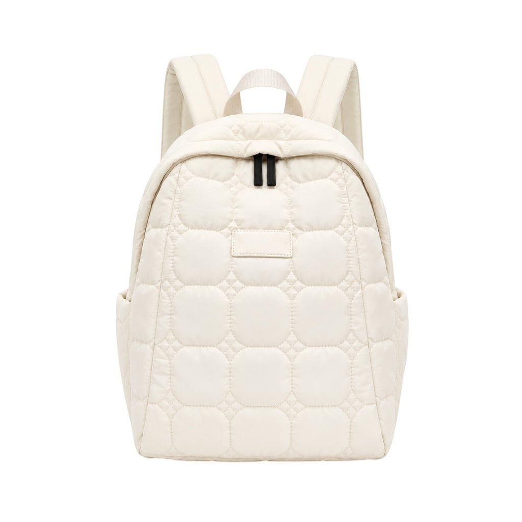Sac à dos matelassé blanc Univers Sac en coton léger, style décontracté pour femme, idéal pour les voyages ou l'école.