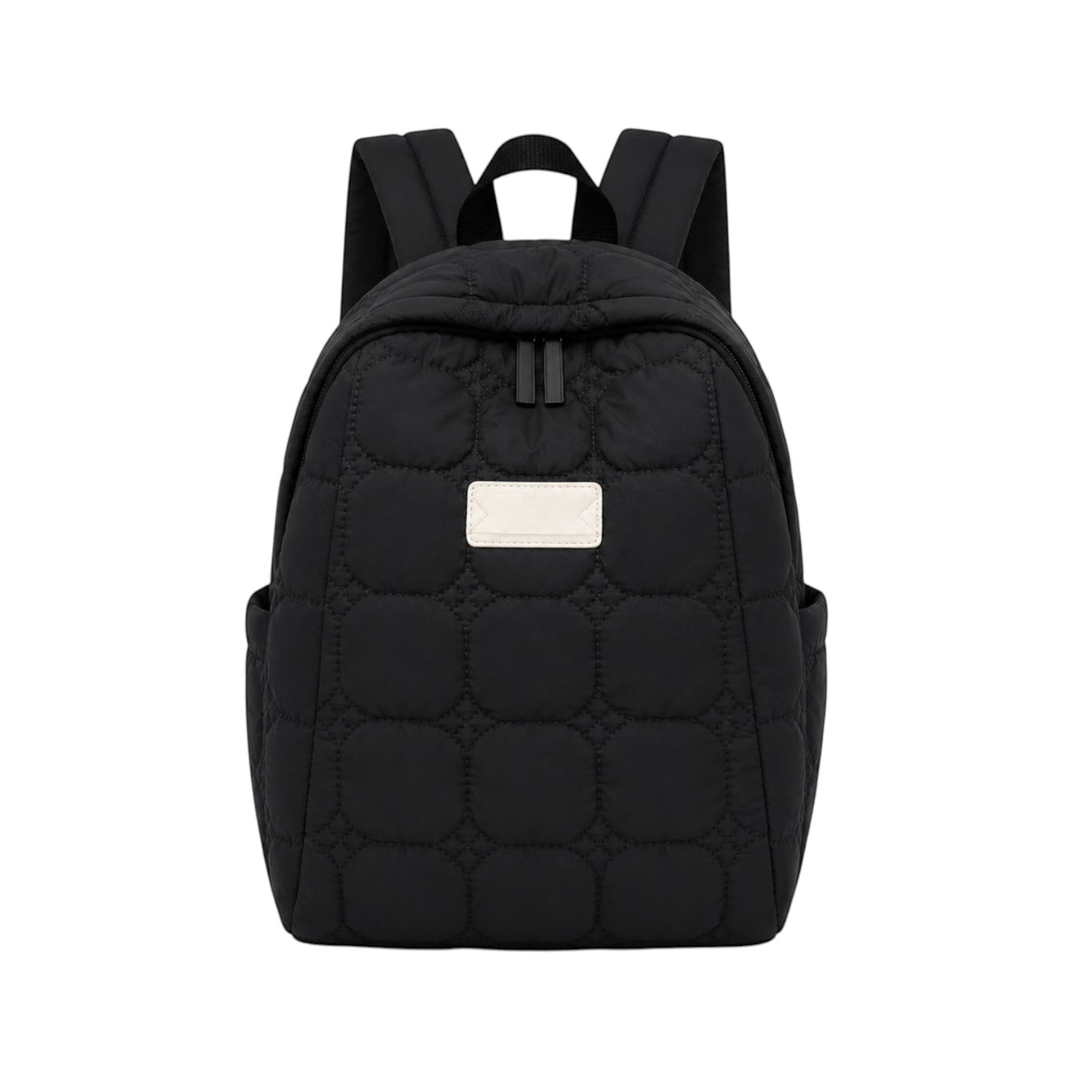 Sac à dos matelassé noir Univers Sac en coton léger, style décontracté pour femme avec fermeture éclair