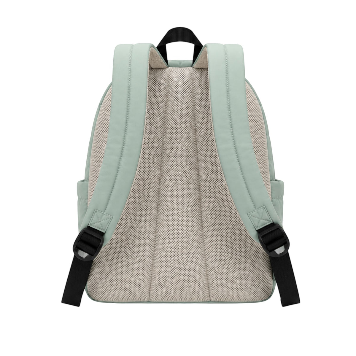 Vue arrière du sac à dos Univers Sac en coton matelassé vert menthe avec bretelles rembourrées et dos en maille respirante