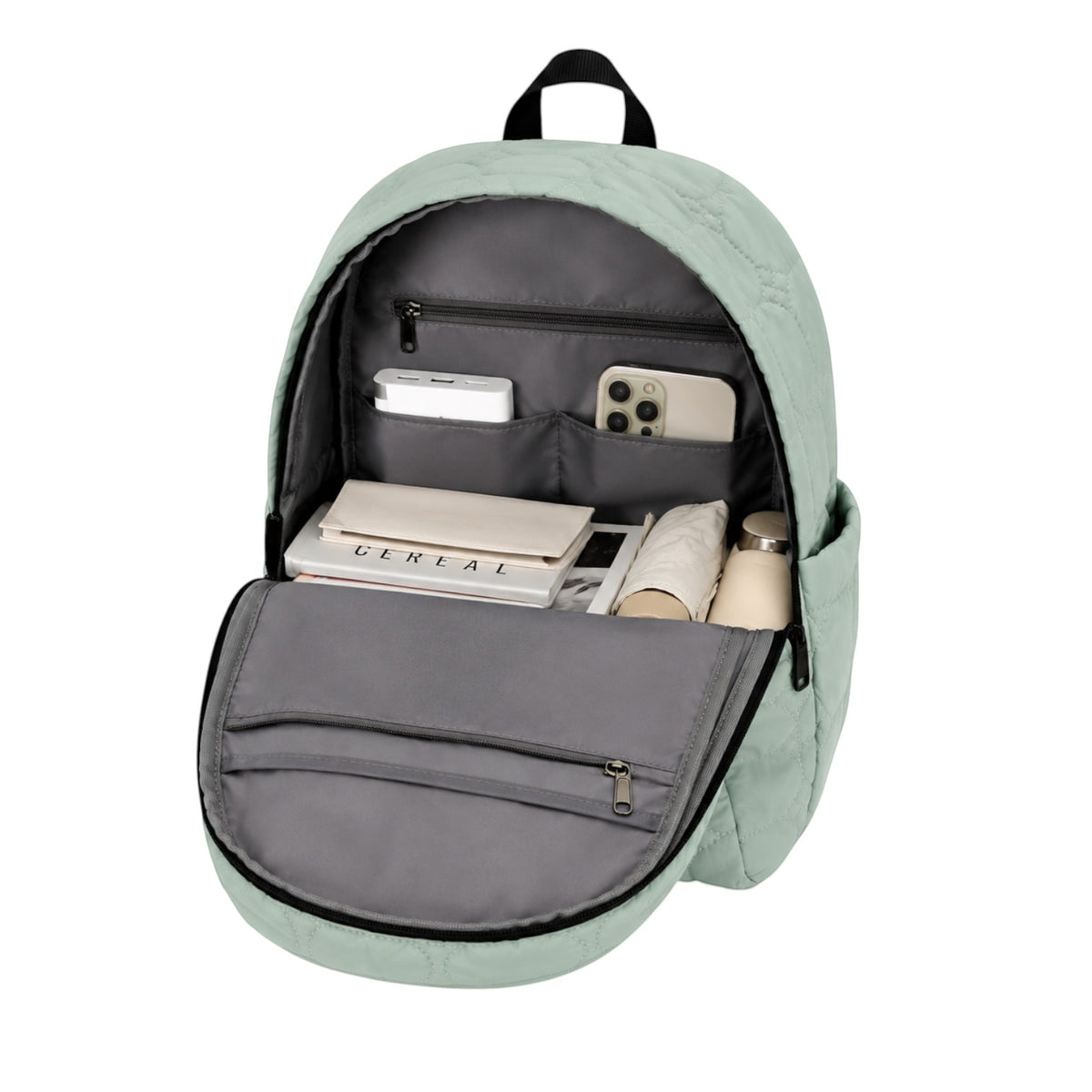 Sac à dos matelassé vert menthe Univers Sac avec compartiments intérieurs organisés pour accessoires et effets personnels