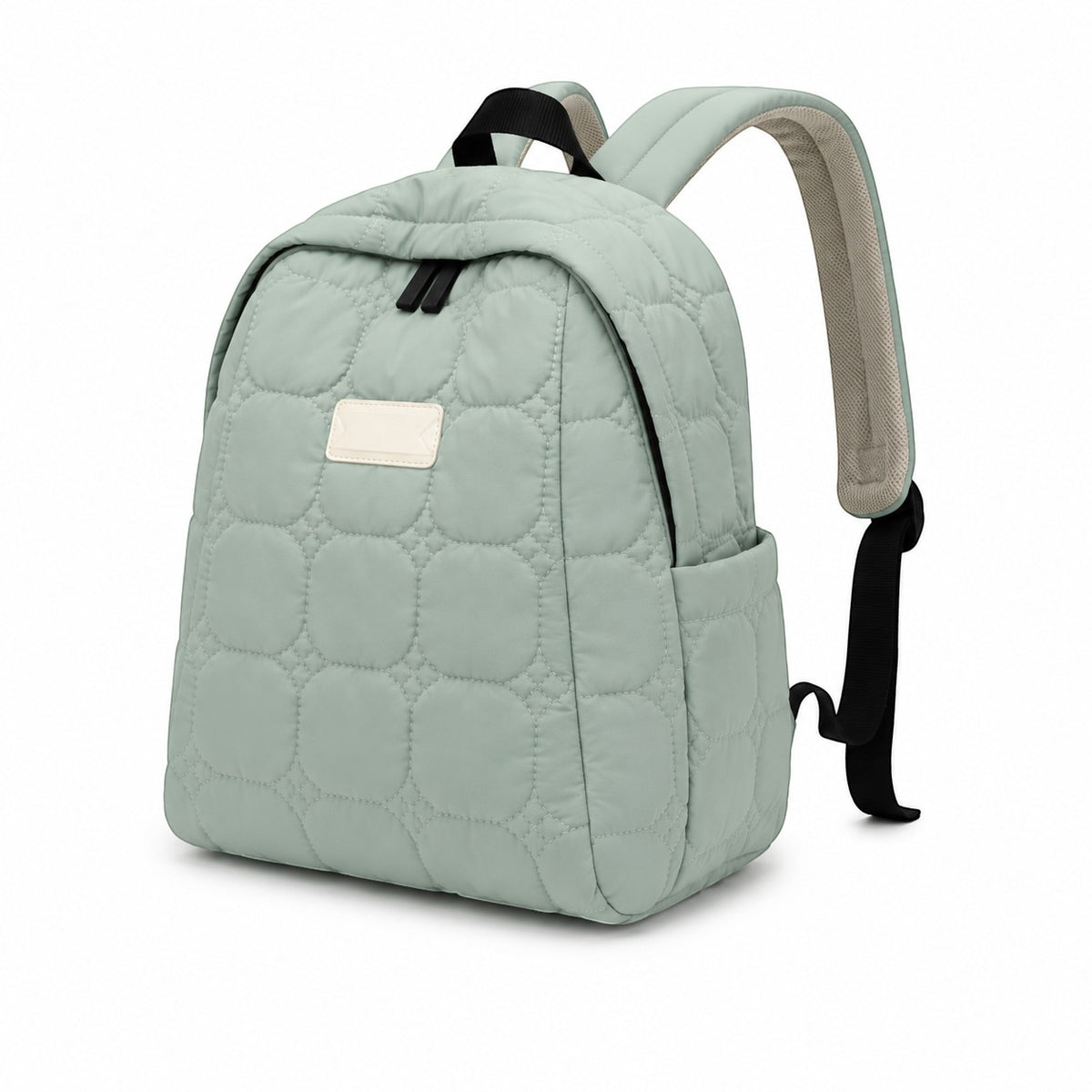 Sac à dos matelassé vert sauge Univers Sac en coton léger, idéal pour les voyages ou l'école avec bretelles confortables.