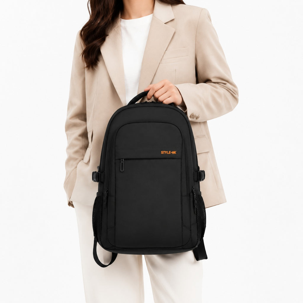 Sac à dos noir en Oxford Univers Sac, grande capacité 27L, anti-vol, compartiment ordinateur 15,6 pouces, idéal voyage et école.