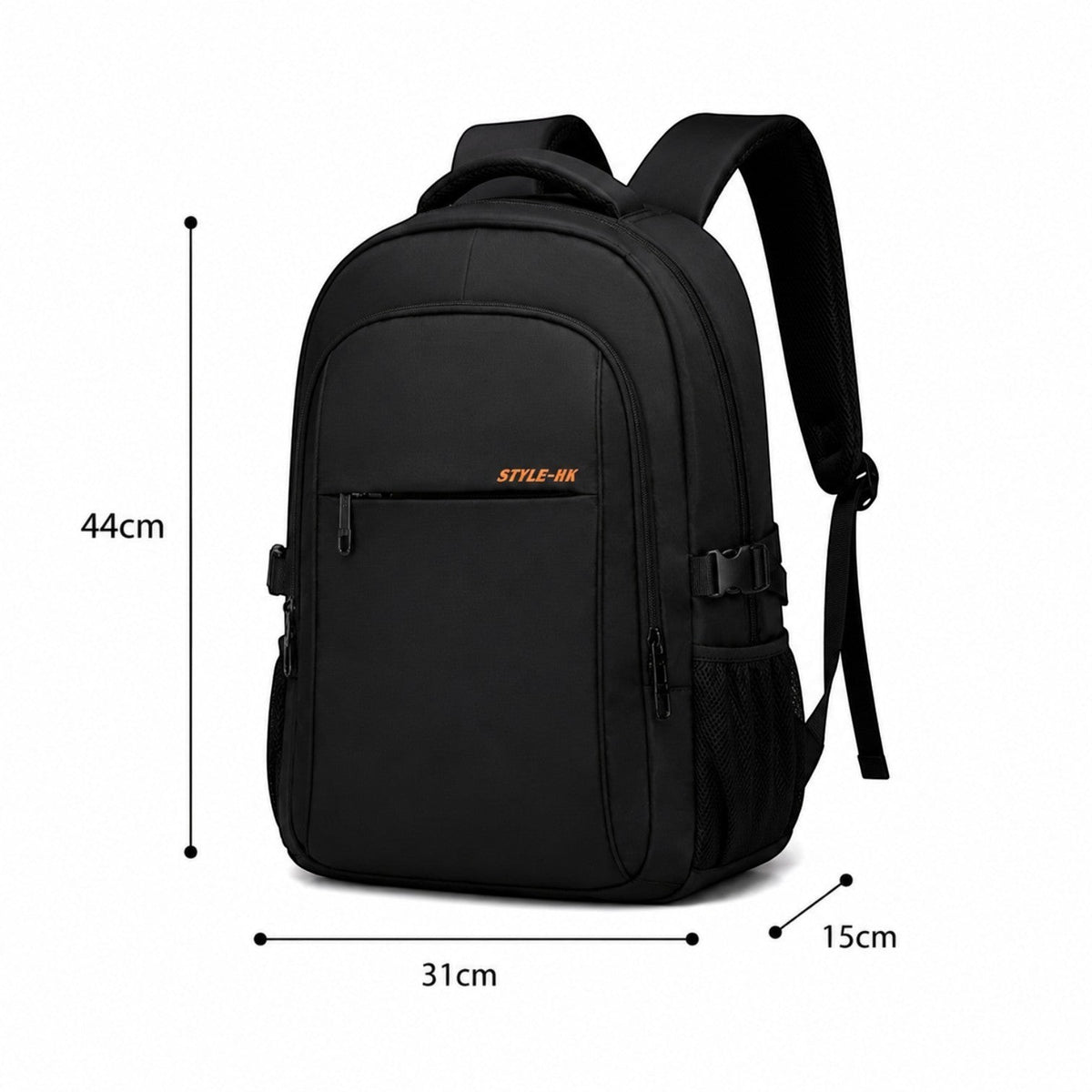 Sac à dos noir en Oxford Univers Sac, grande capacité 27L, anti-vol, compartiment ordinateur 15,6 pouces, idéal pour voyage et école.