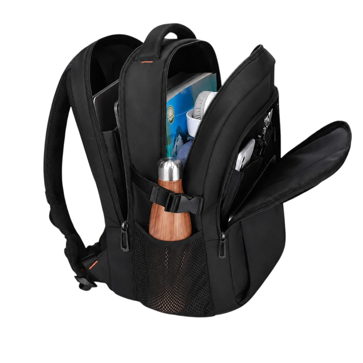 Sac à dos noir en Oxford Univers Sac, grande capacité 27L, anti-vol, pour ordinateur portable 15,6 pouces, idéal pour le voyage et l'école.