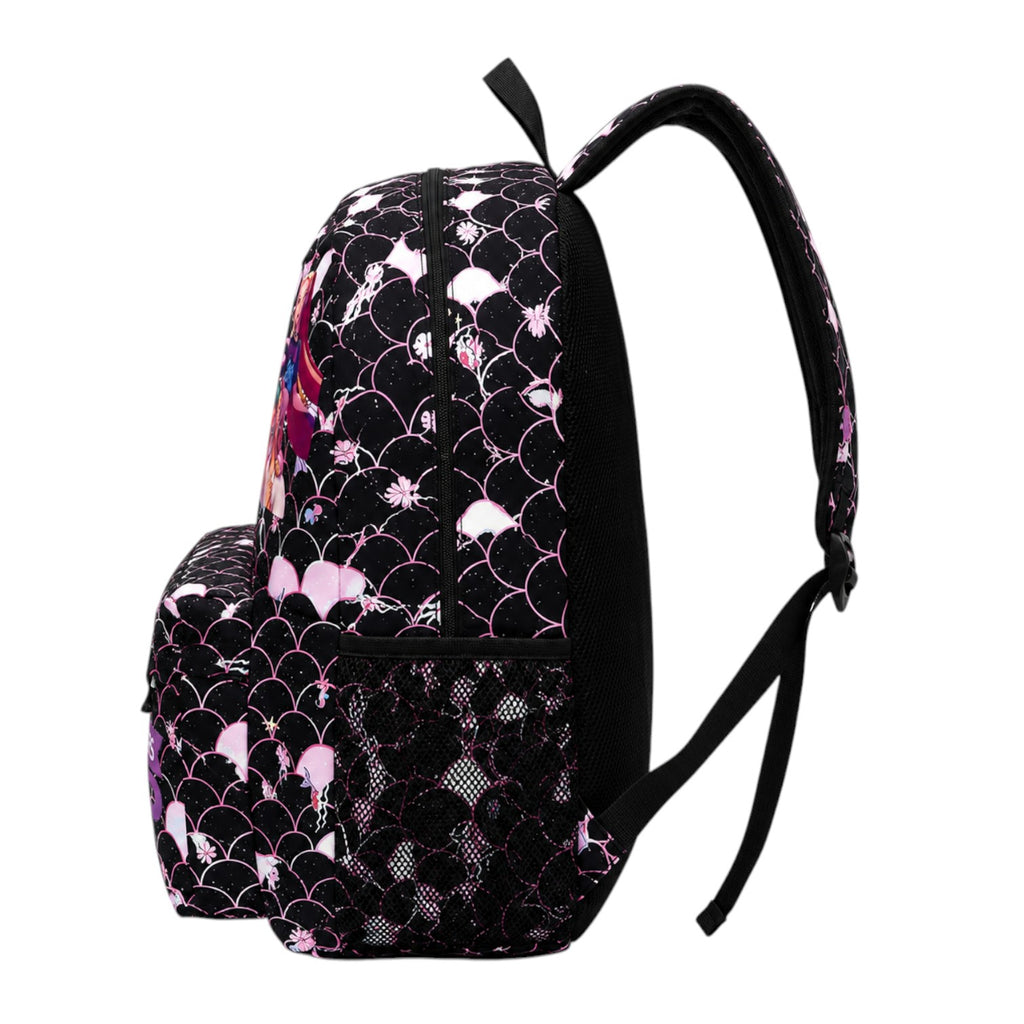 Sac à dos Univers Sac noir en polyester avec motif écailles rose et blanc, style KPop Demon Hunters, vue latérale