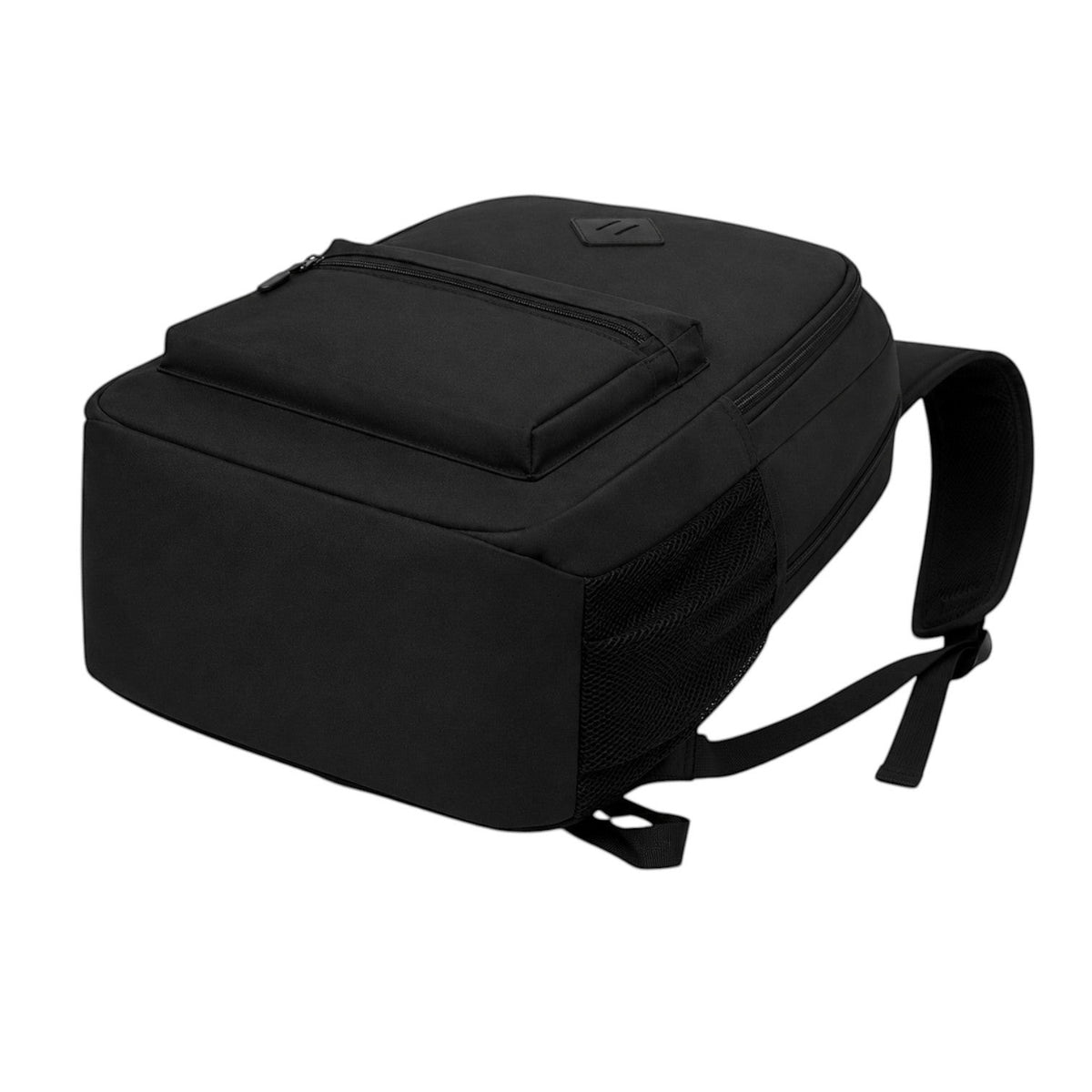 Sac à dos Univers Sac noir en tissu Oxford, style décontracté, grande capacité avec poches zippées et filet latéral.