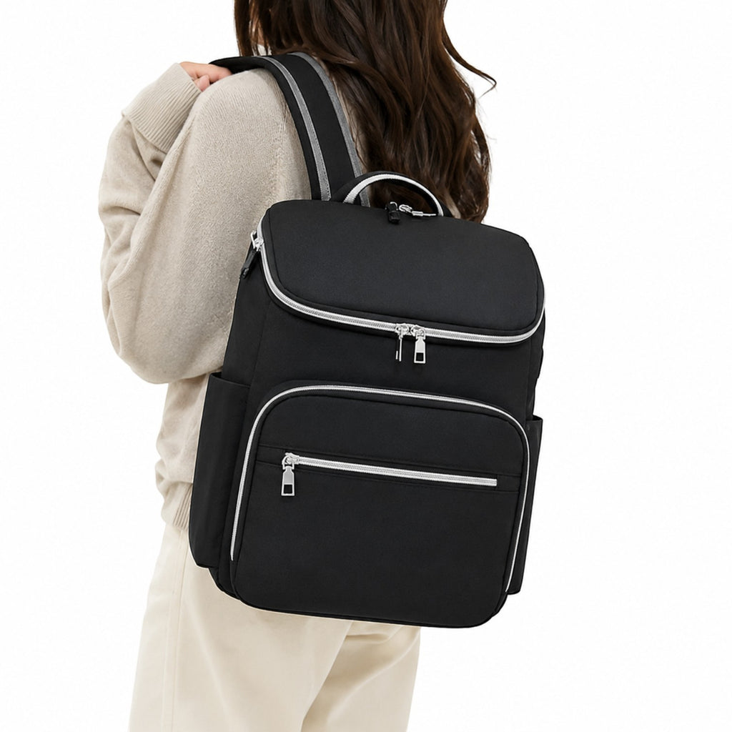 Sac à dos multifonction Univers Sac noir en nylon, idéal comme sac à langer ou sac de voyage pour femme