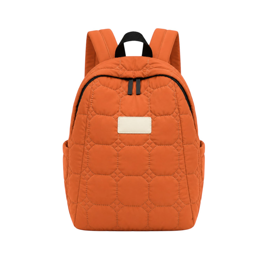 Sac à dos matelassé orange Univers Sac en coton léger pour femme, style décontracté avec fermeture éclair