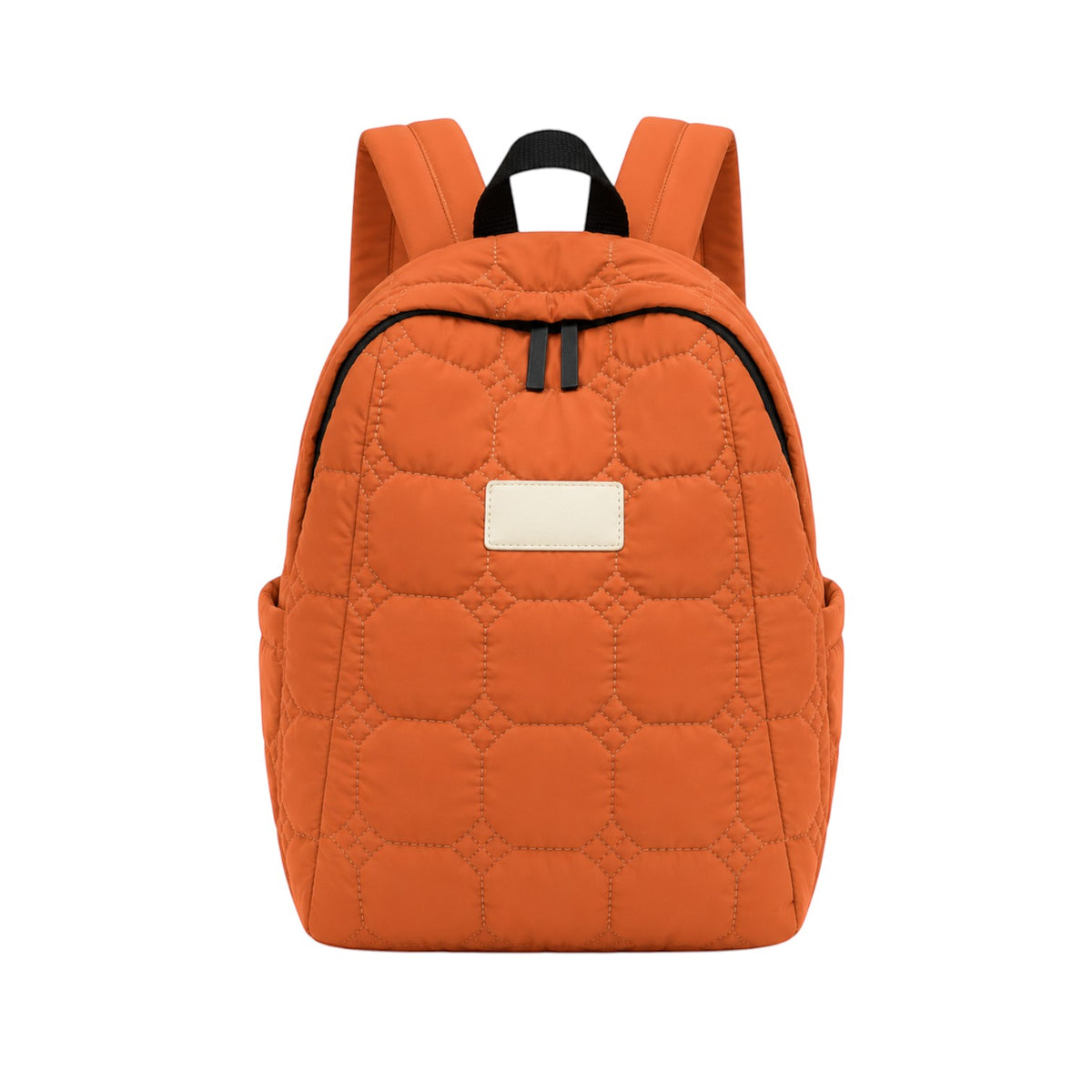 Sac à dos matelassé orange Univers Sac en coton léger pour femme, style décontracté avec fermeture éclair