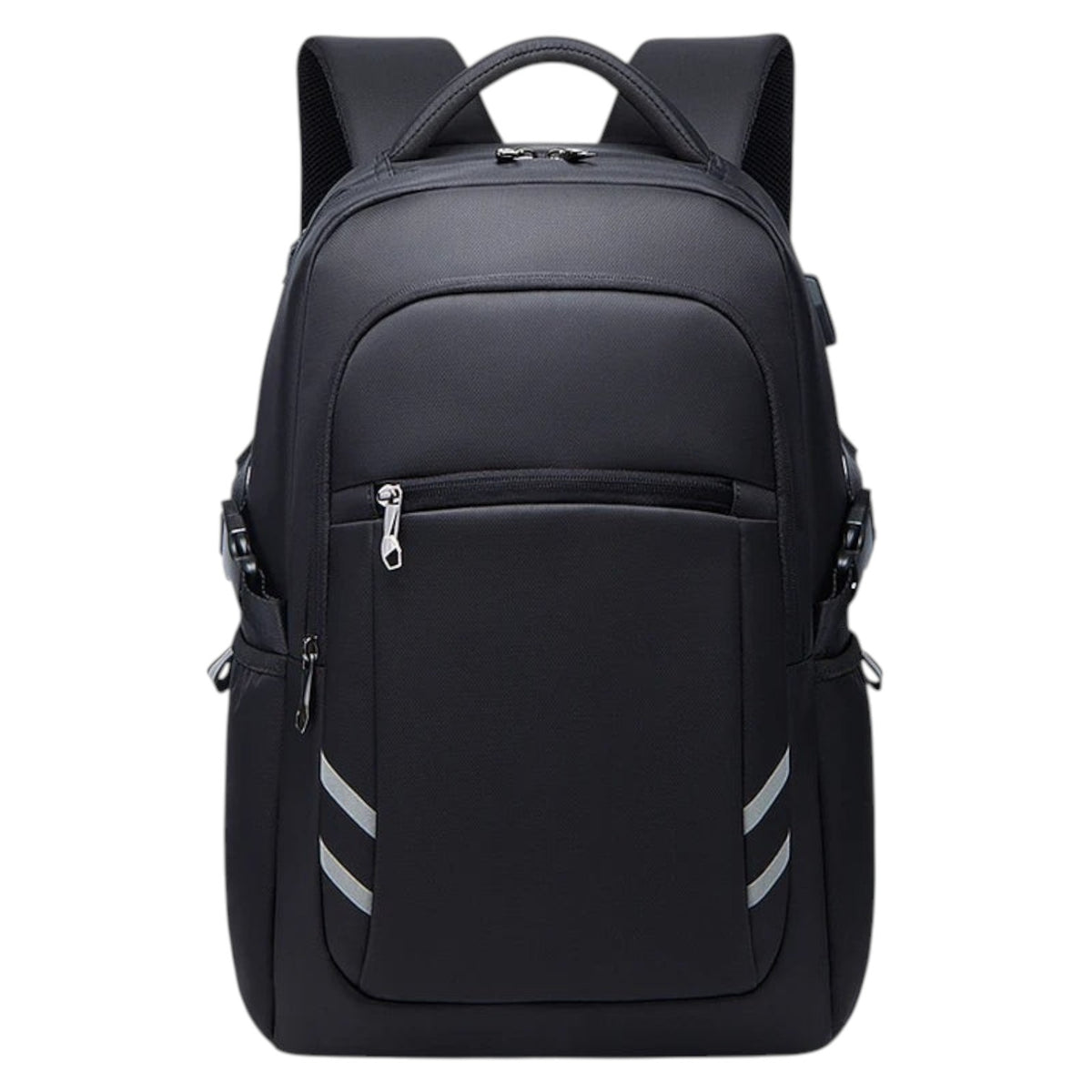 Sac à dos Univers Sac noir imperméable en tissu Oxford avec port USB, bandes réfléchissantes et compartiment PC 16 pouces