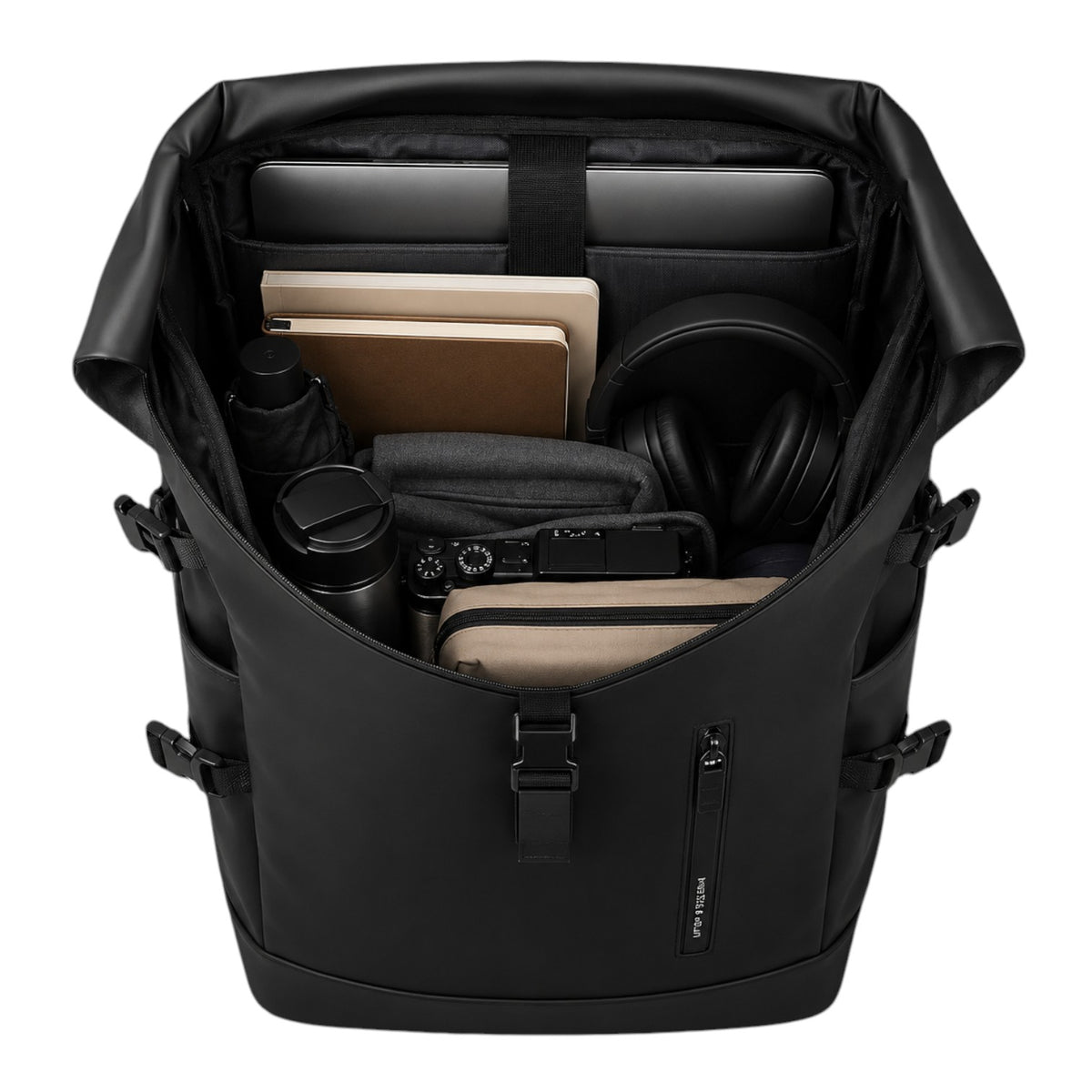 Sac à dos Univers Sac noir imperméable avec compartiment pour ordinateur portable 15,6 pouces et port USB intégré.