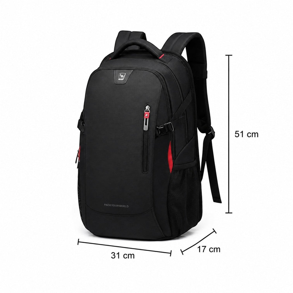 Sac à dos Univers Sac noir imperméable en nylon pour ordinateur portable 15,6 pouces avec bretelles ergonomiques
