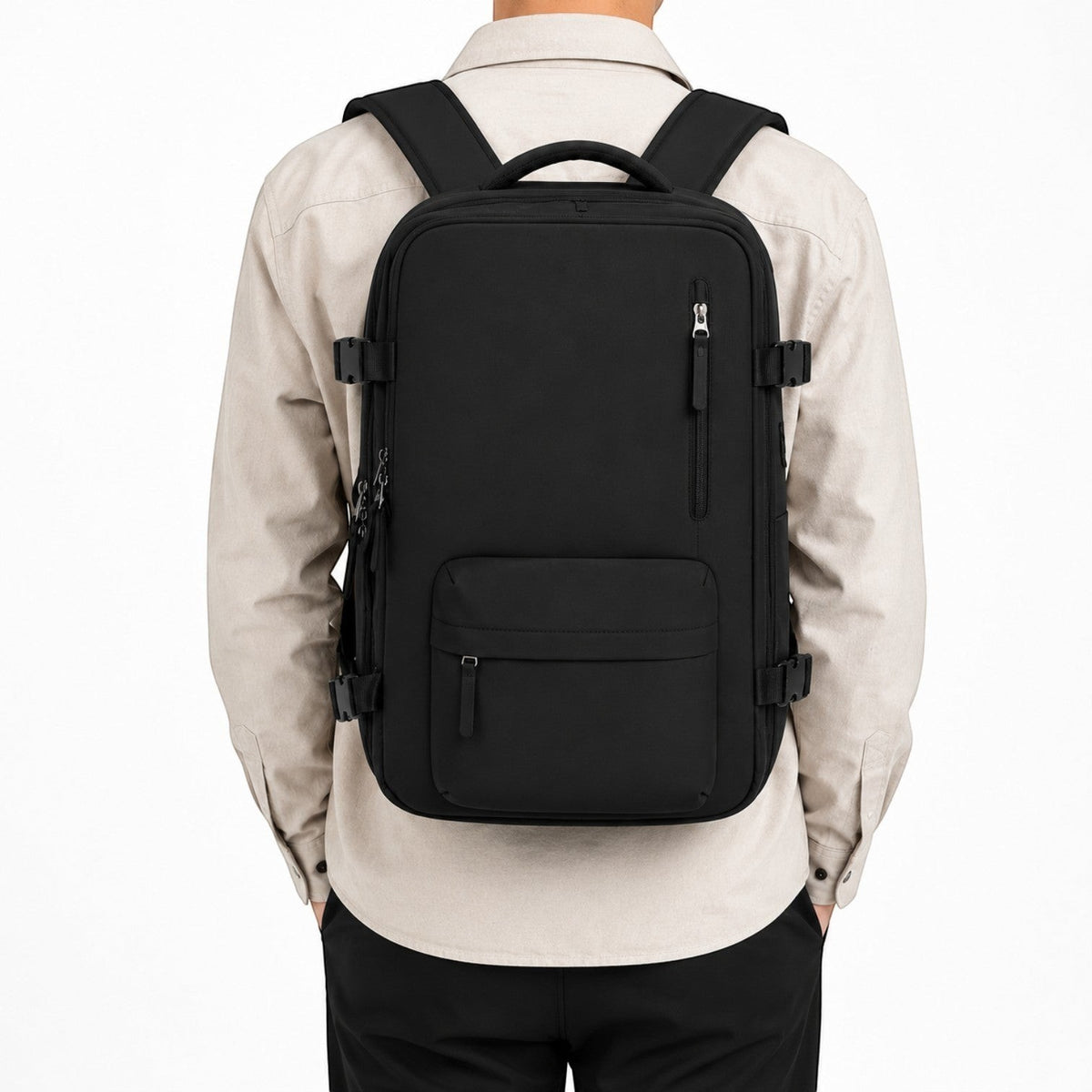 Sac à dos noir Univers Sac pour ordinateur portable, résistant à l'eau avec port USB, idéal pour voyage et affaires.