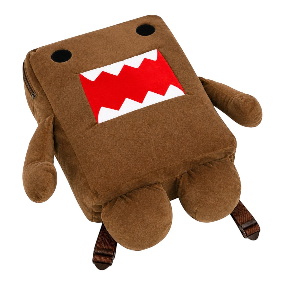 Sac à dos en peluche marron Univers Sac représentant le personnage Domo Kun avec une grande bouche dentée