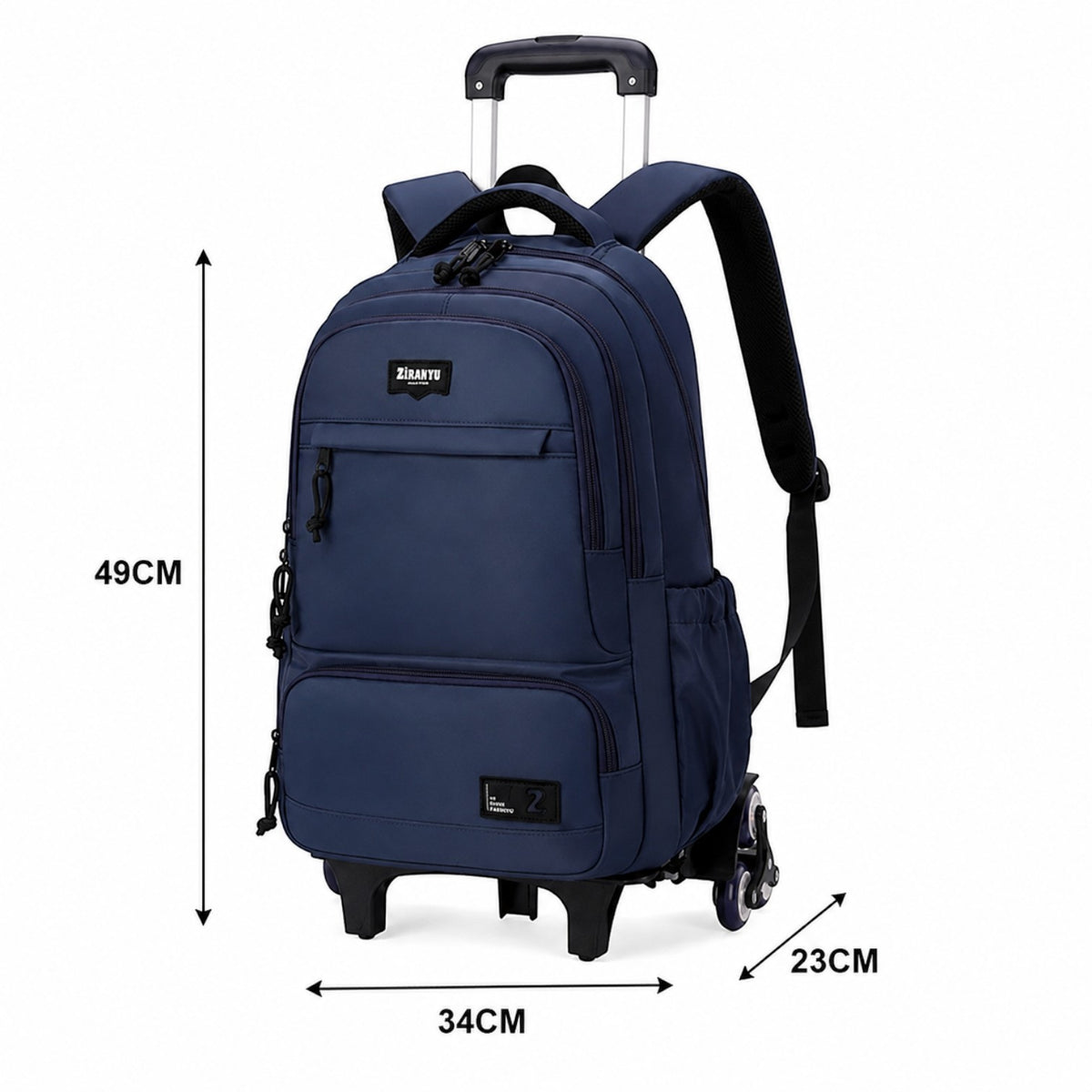 Sac à dos à roulettes Univers Sac bleu en nylon avec poignée télescopique pour écoliers