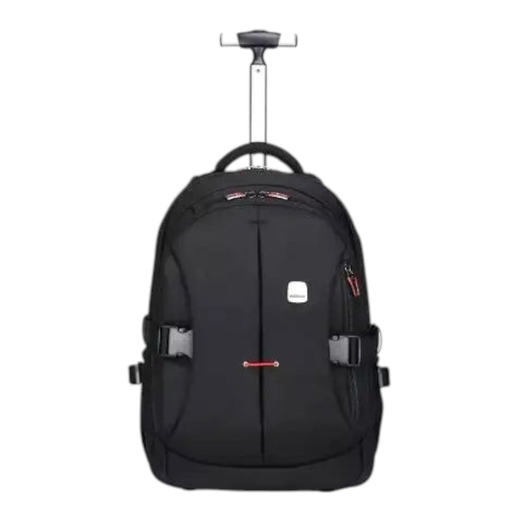 Sac à dos à roulettes noir Univers Sac avec poignée télescopique, idéal pour les voyages d'affaires et le quotidien.