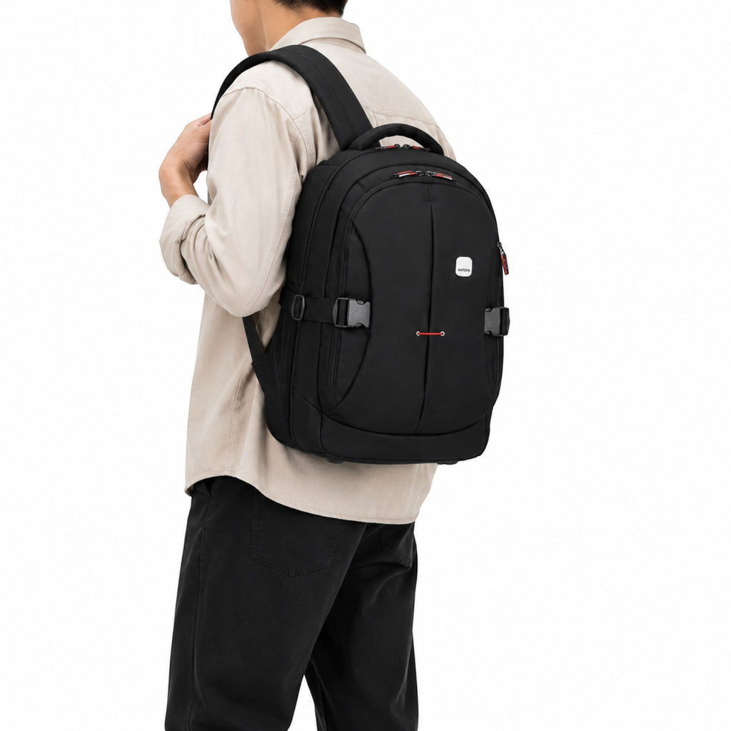 Sac à dos à roulettes noir Univers Sac en tissu Oxford résistant, idéal pour les voyages et les déplacements pro