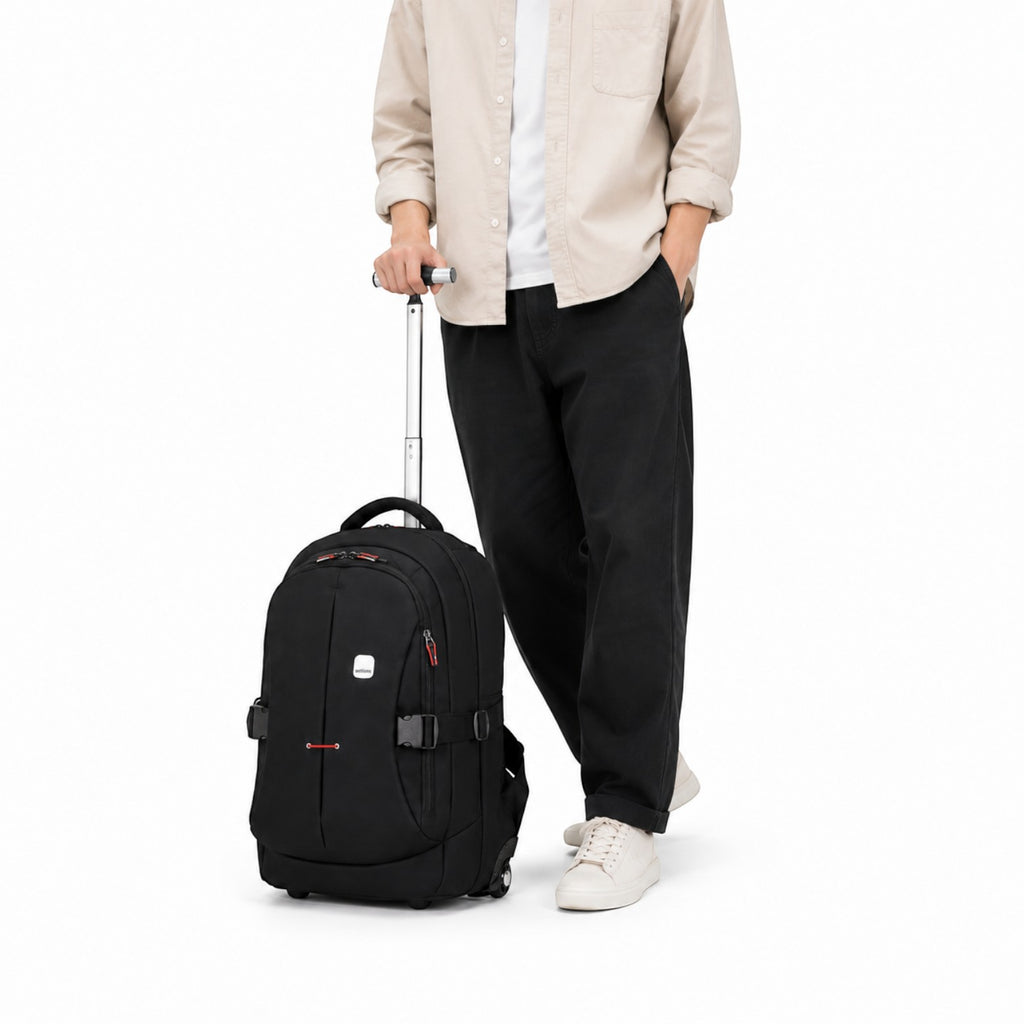 Sac à dos à roulettes noir Univers Sac avec poignée télescopique pour les voyages et les déplacements professionnels
