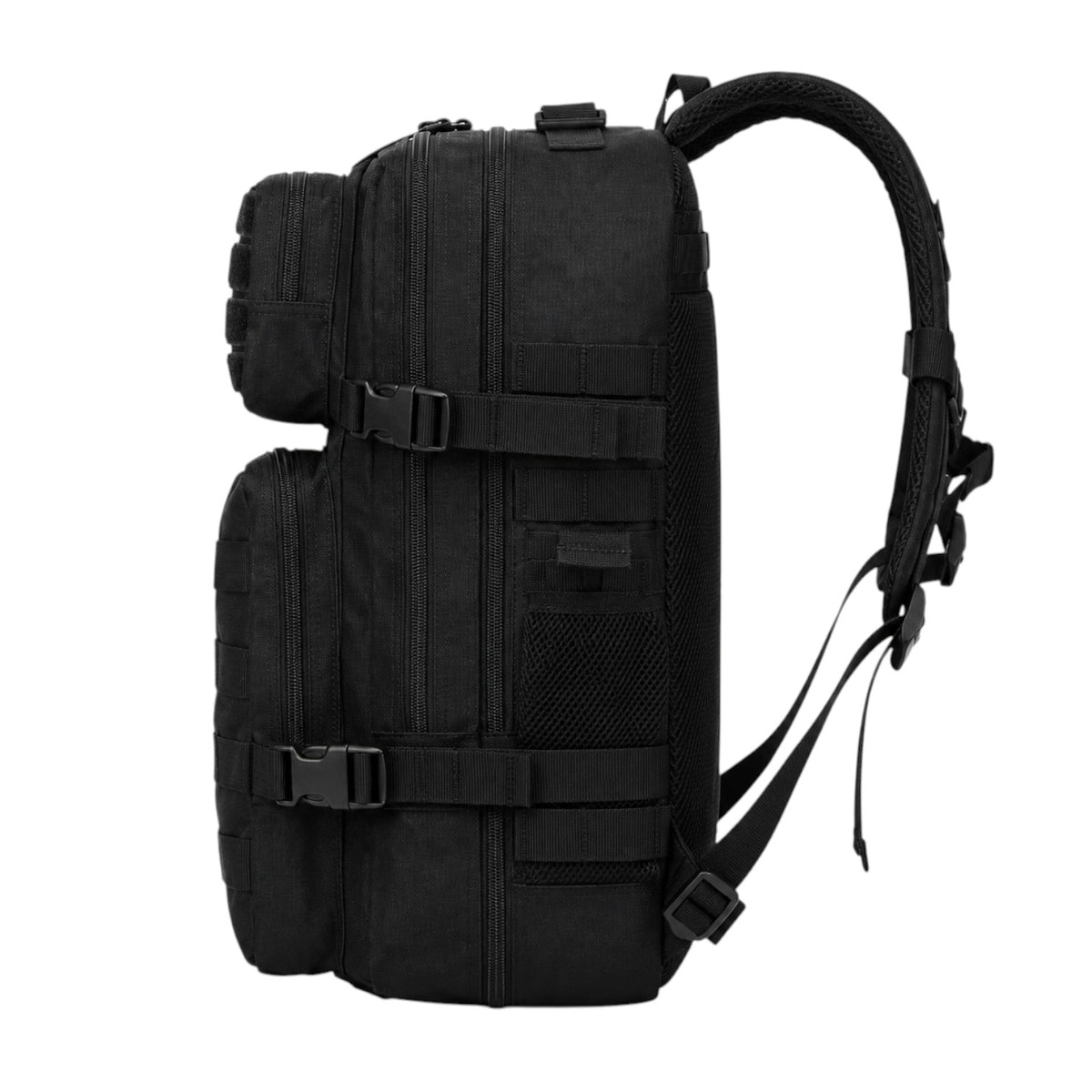 Sac à dos tactique noir Univers Sac en tissu Oxford avec système Molle, idéal pour la randonnée et le camping.