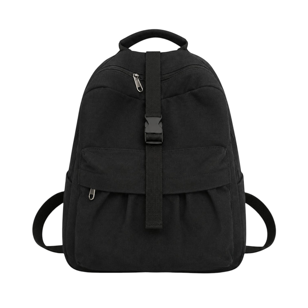 Sac à dos Univers Sac en toile noire, style décontracté avec fermeture éclair et sangle à boucle, unisexe.