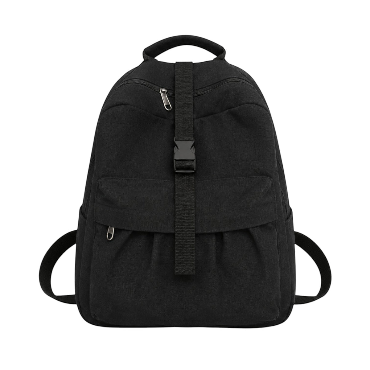 Sac à dos Univers Sac en toile noire, style décontracté avec fermeture éclair et sangle à boucle, unisexe.