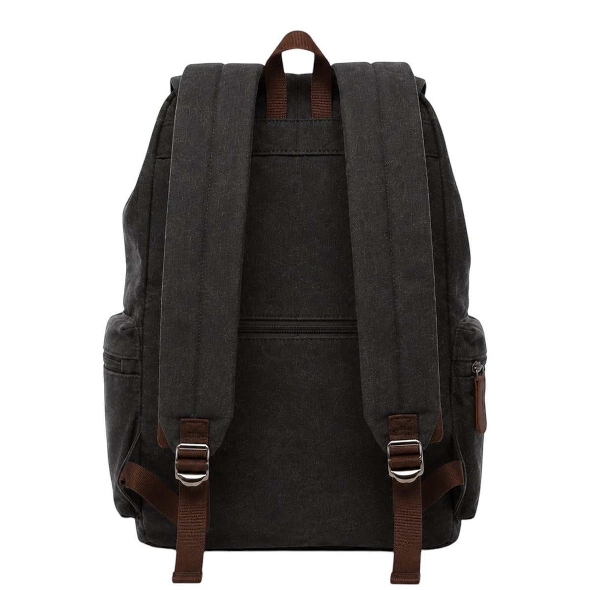 Sac à dos vintage Univers Sac en toile noire avec bretelles ajustables marron, idéal pour les cours ou les voyages.