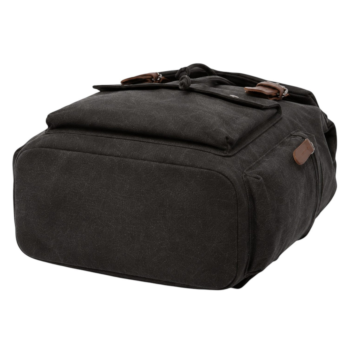 Sac à dos vintage Univers Sac en toile noire avec détails en cuir synthétique, idéal pour les voyages ou l'école.