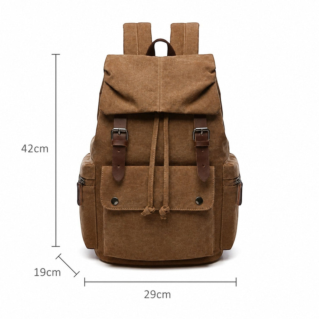 Sac à dos vintage marron en toile et cuir synthétique de la marque Univers Sac, idéal pour les cours ou les voyages.