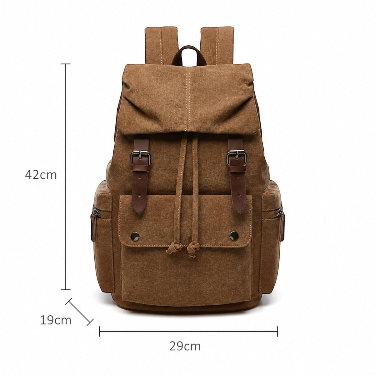 Sac à dos vintage marron en toile et cuir synthétique de la marque Univers Sac, idéal pour les cours ou les voyages.