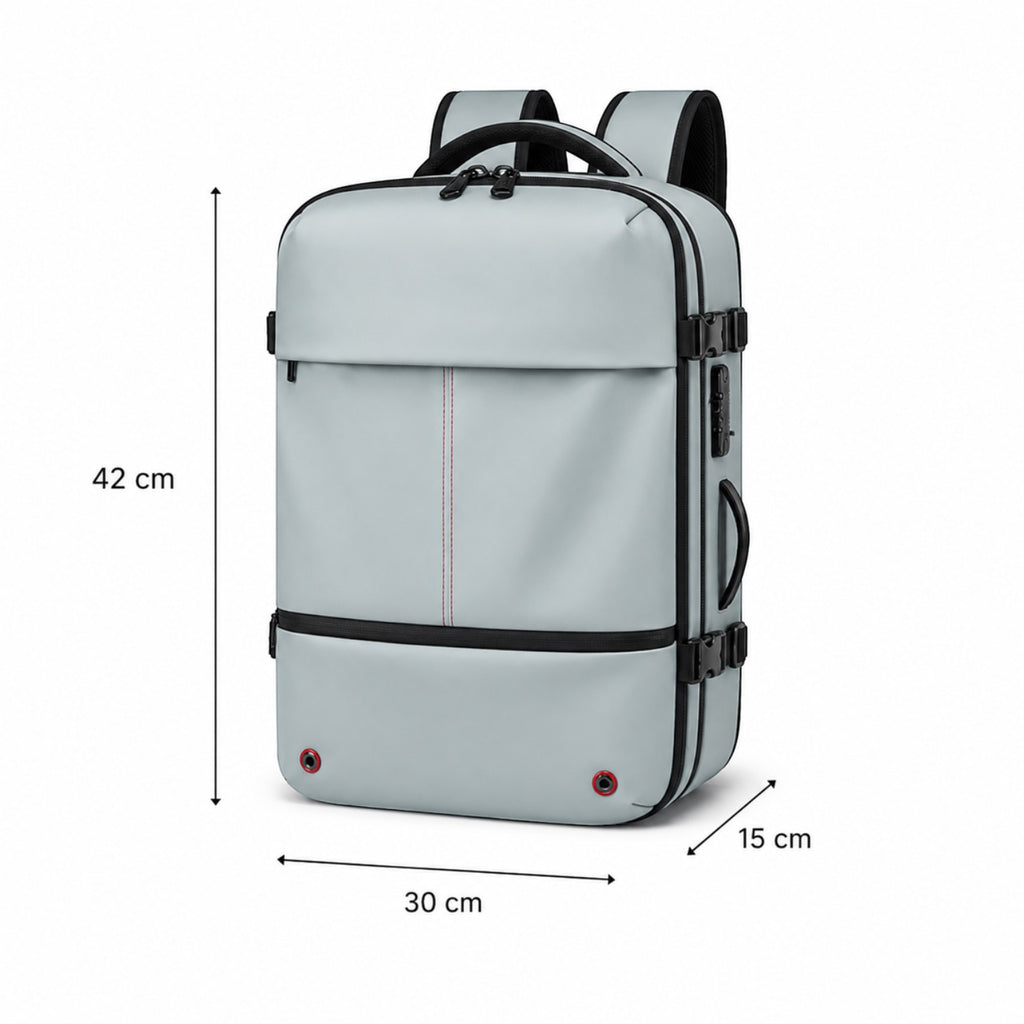 Sac à dos de voyage Univers Sac gris en tissu Oxford imperméable avec compression sous vide et compartiment pour PC 16 pouces