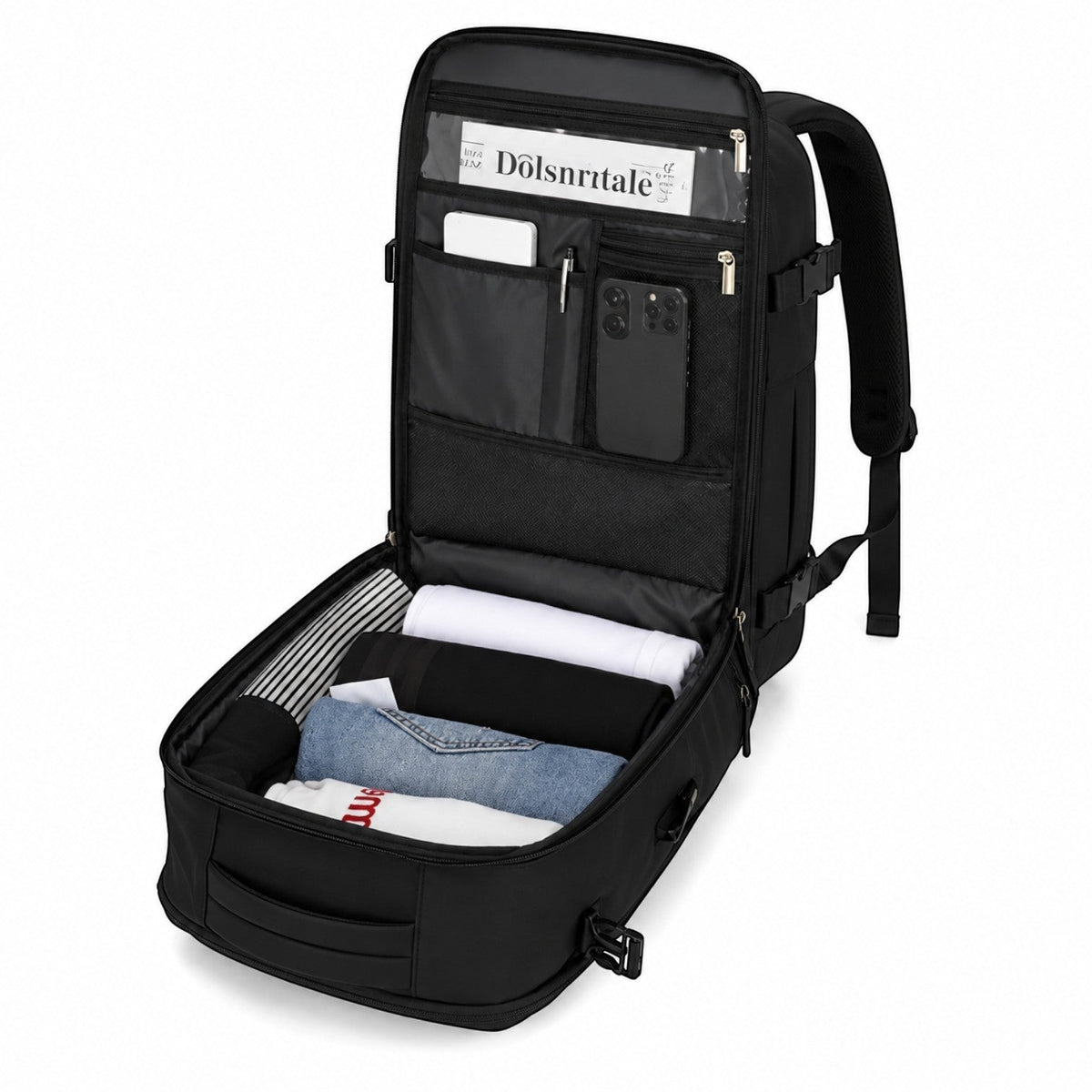 Sac à dos de voyage Univers Sac noir résistant à l'eau avec compartiments organisés pour ordinateur et vêtements