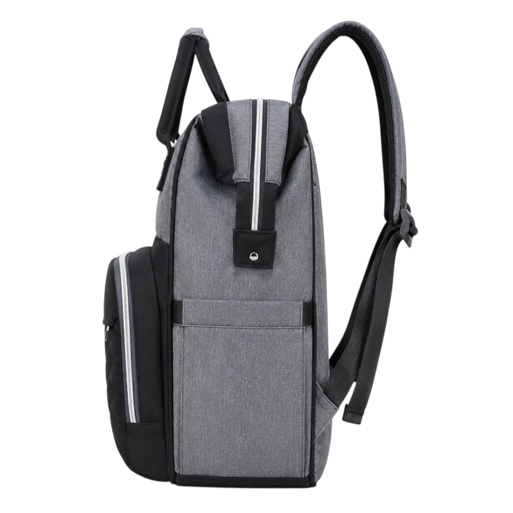 Sac à langer Univers Sac gris et noir en tissu Oxford, grand format pratique pour parents avec bretelles confortables