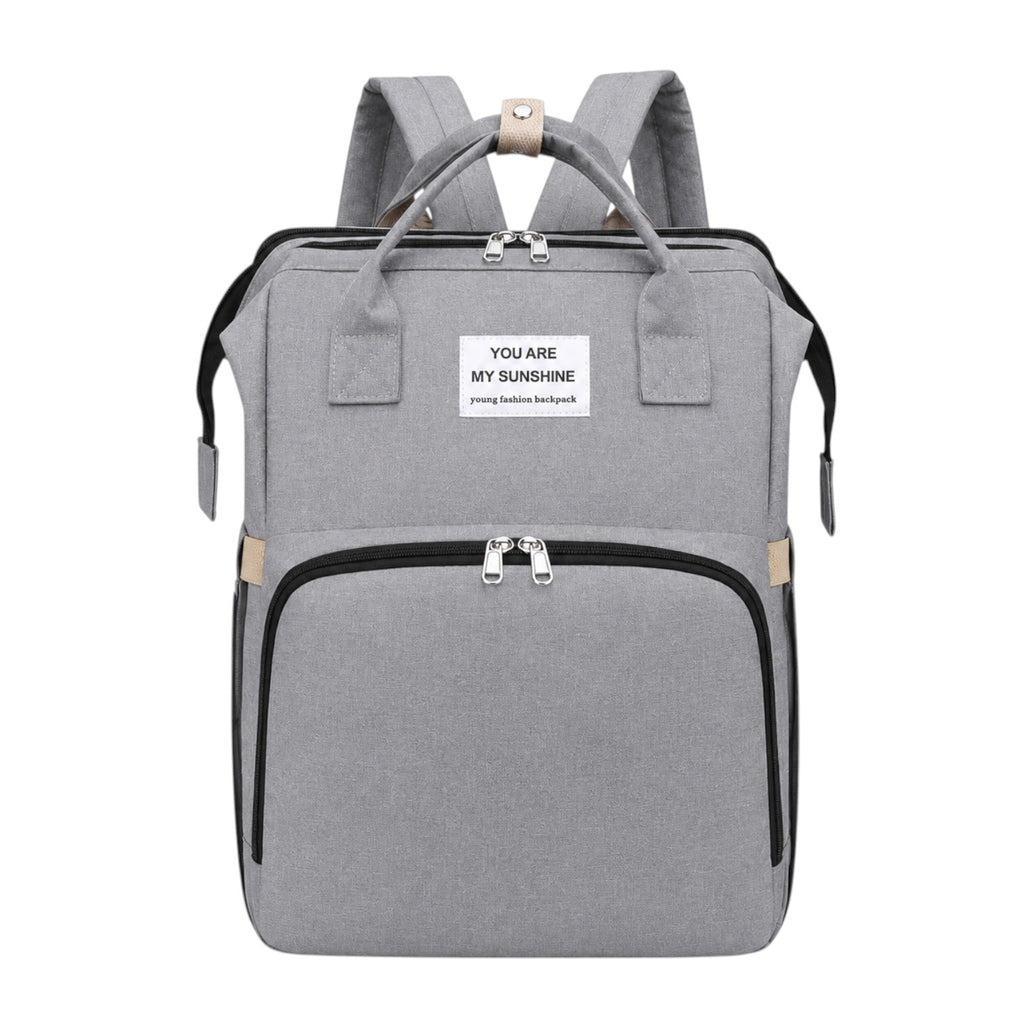 Sac à langer Univers Sac gris pliable avec fonction lit de voyage, grand sac à dos de maternité pratique et léger