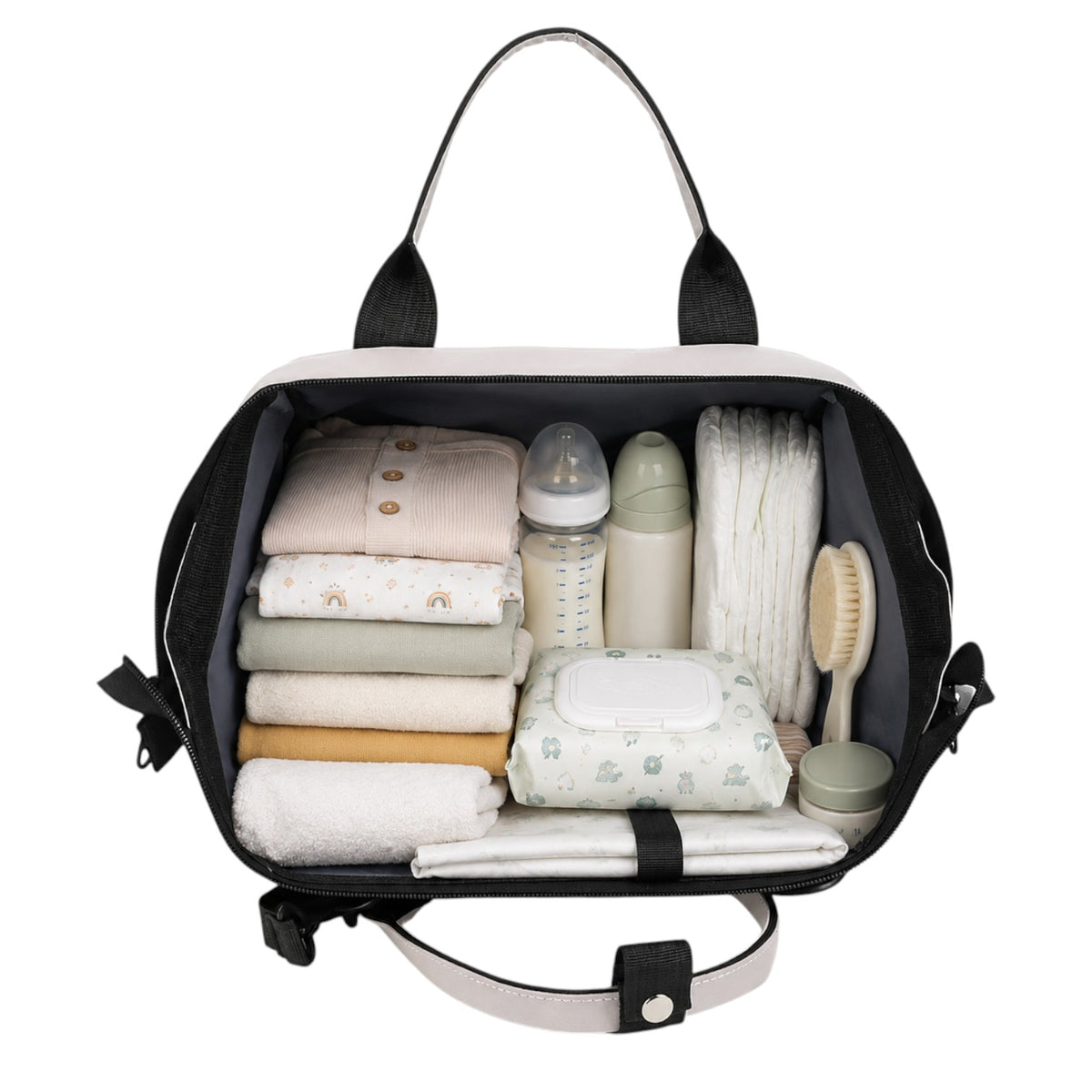 Sac à langer Univers Sac spacieux et organisé rempli de vêtements pour bébé, biberons et accessoires de maternité