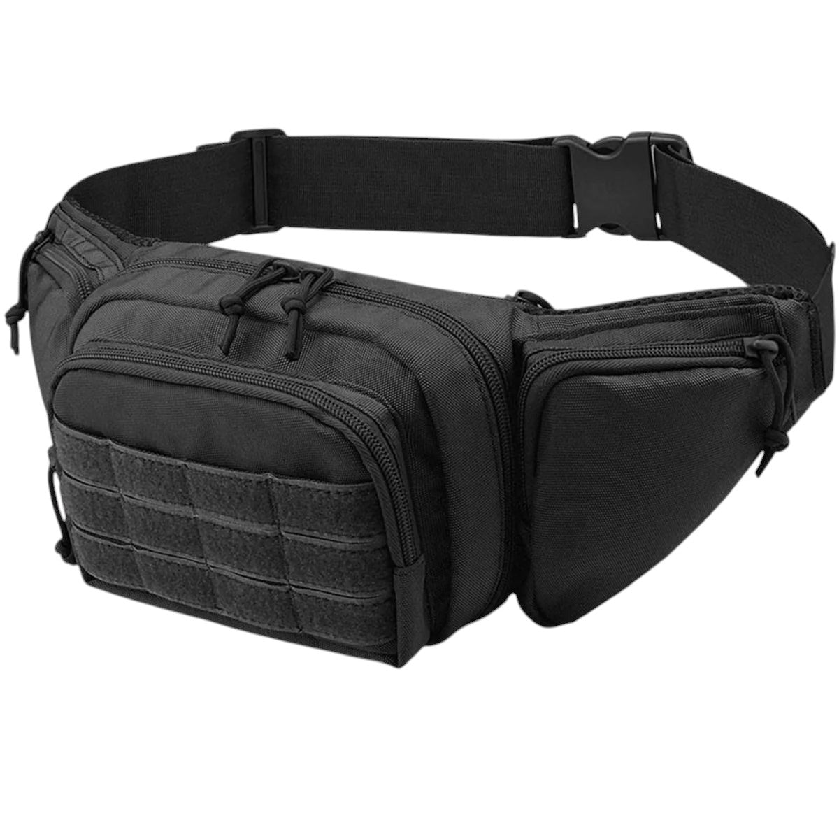 Sac banane tactique noir Univers Sac en nylon robuste avec multiples poches pour randonnée, moto et activités sportives