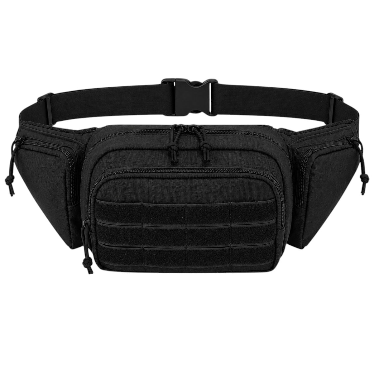Sac banane tactique noir Univers Sac en nylon robuste avec multiples poches et sangles MOLLE pour randonnée et sport