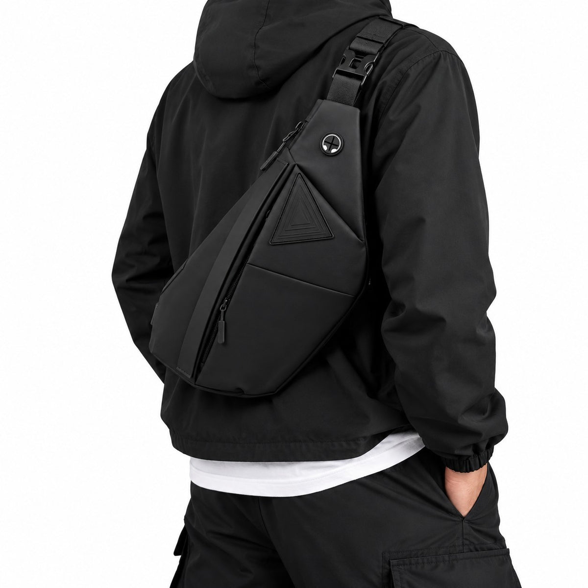 Sac bandoulière antivol Univers Sac noir en nylon pour homme porté en travers du dos avec fermeture éclair