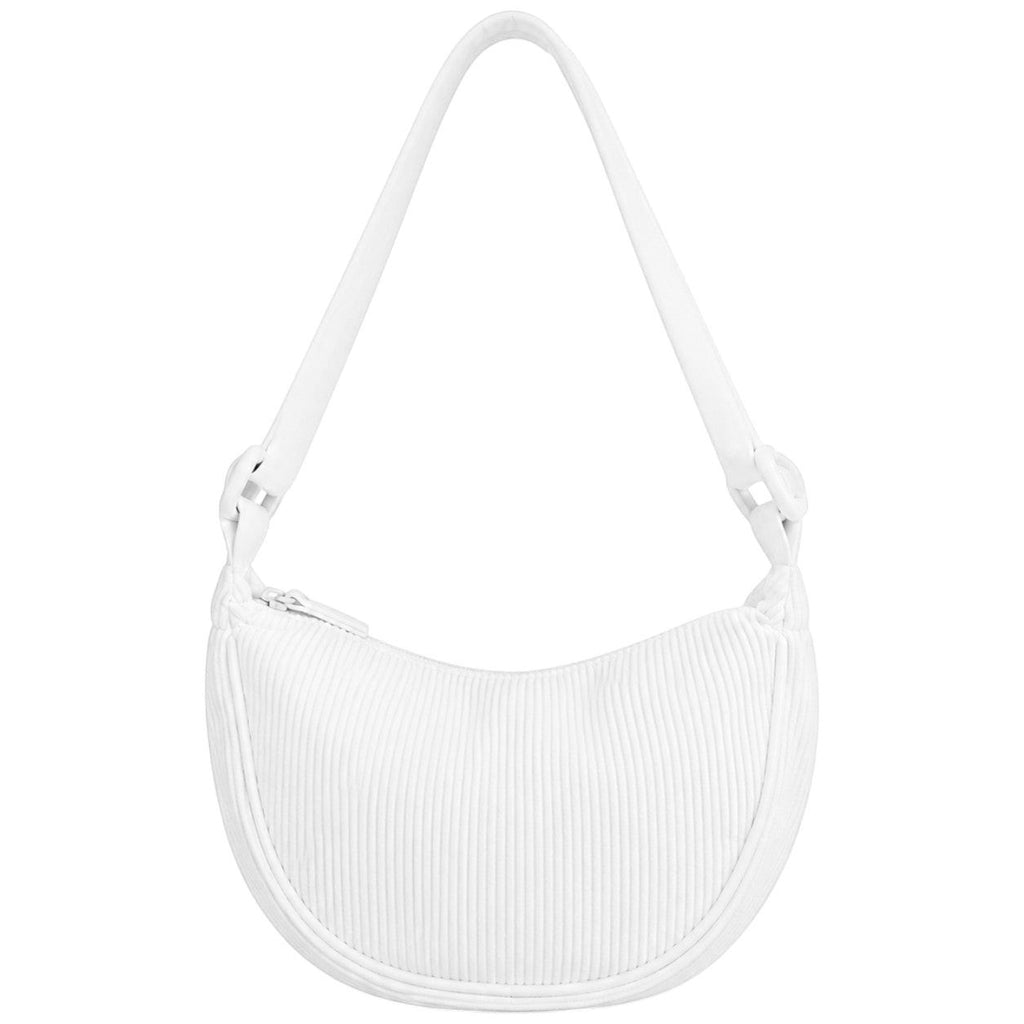 Sac bandoulière blanc en velours côtelé Univers Sac avec fermeture éclair et poche intérieure. Style décontracté.