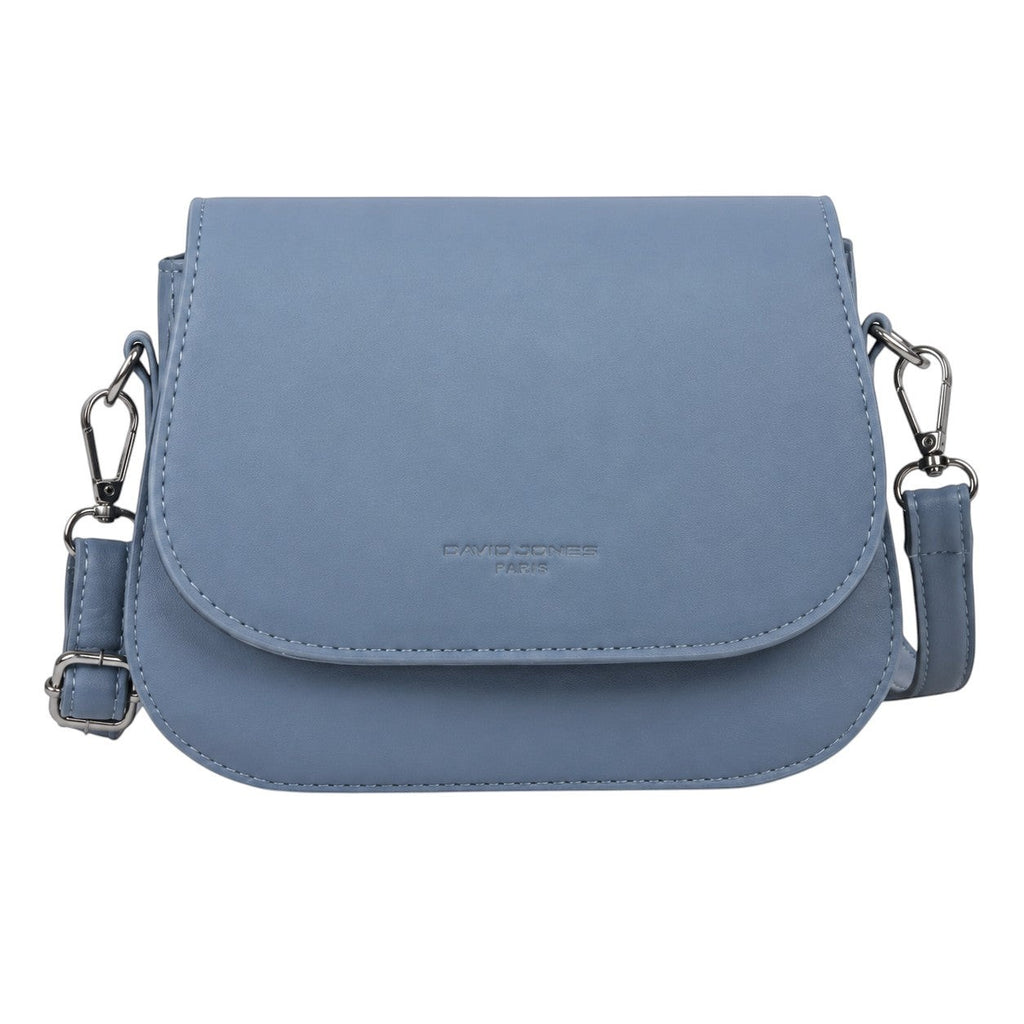 Sac bandoulière bleu en cuir PU souple de Univers Sac avec fermeture à rabat et bandoulière réglable.