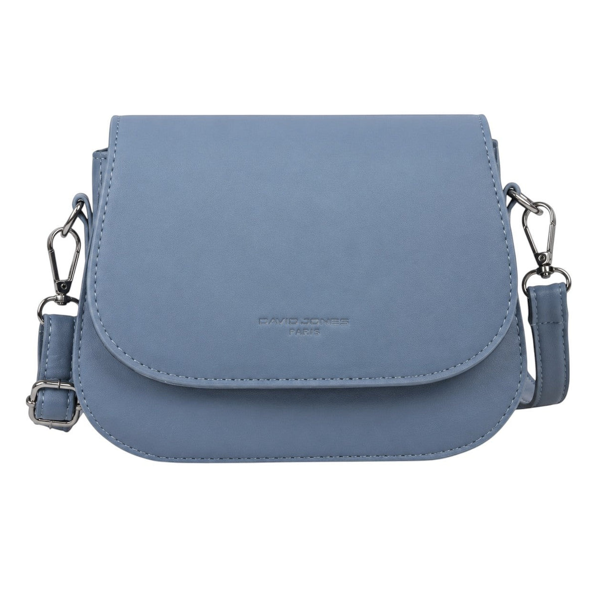 Sac bandoulière bleu en cuir PU souple de Univers Sac avec fermeture à rabat et bandoulière réglable.