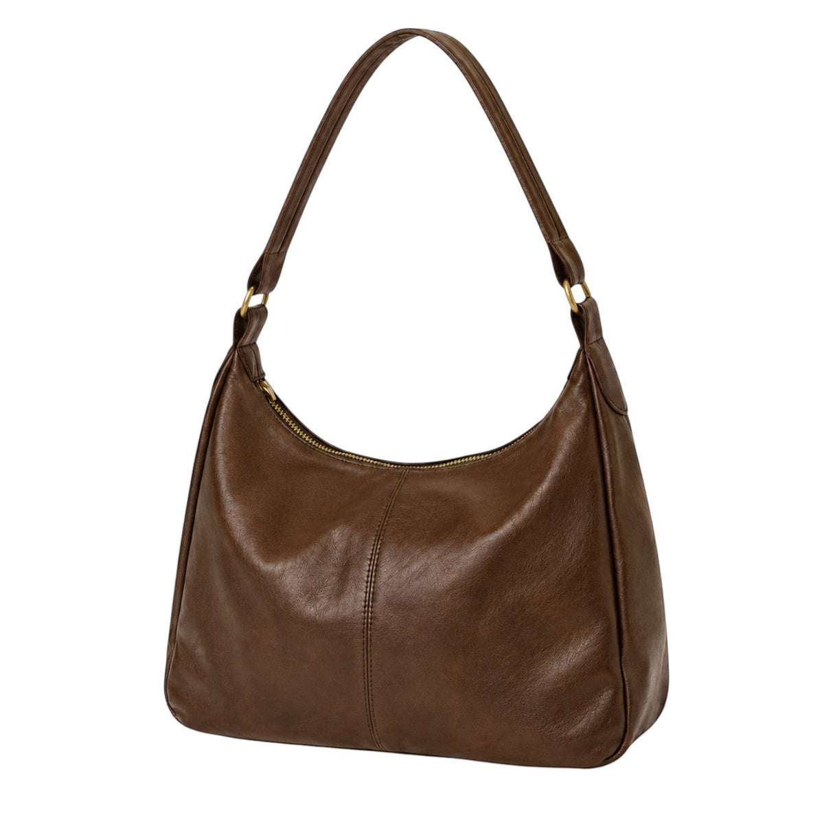 Sac bandoulière marron en cuir PU souple pour femme, avec fermeture éclair et poche intérieure, par Univers Sac
