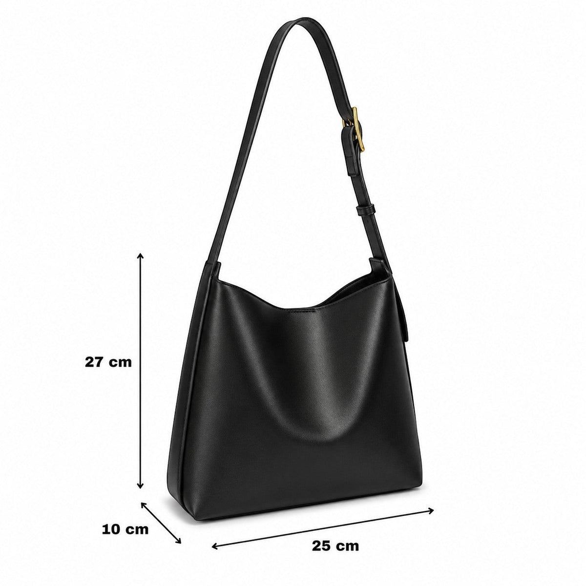Sac bandoulière noir en cuir PU pour femme, Univers Sac, forme carrée, fermeture éclair, 27x25x10cm