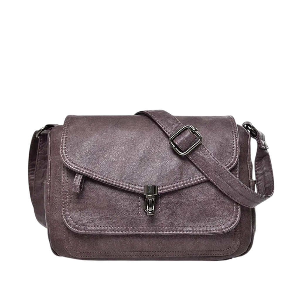 Sac bandoulière vintage en cuir PU violet, fermeture à fermoir, pour femme, style mode