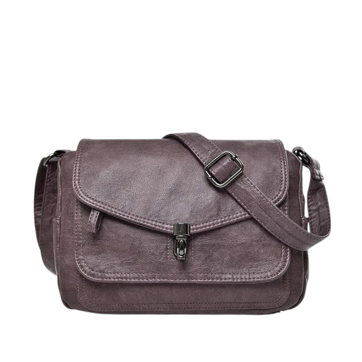 Sac bandoulière vintage en cuir PU violet, fermeture à fermoir, pour femme, style mode