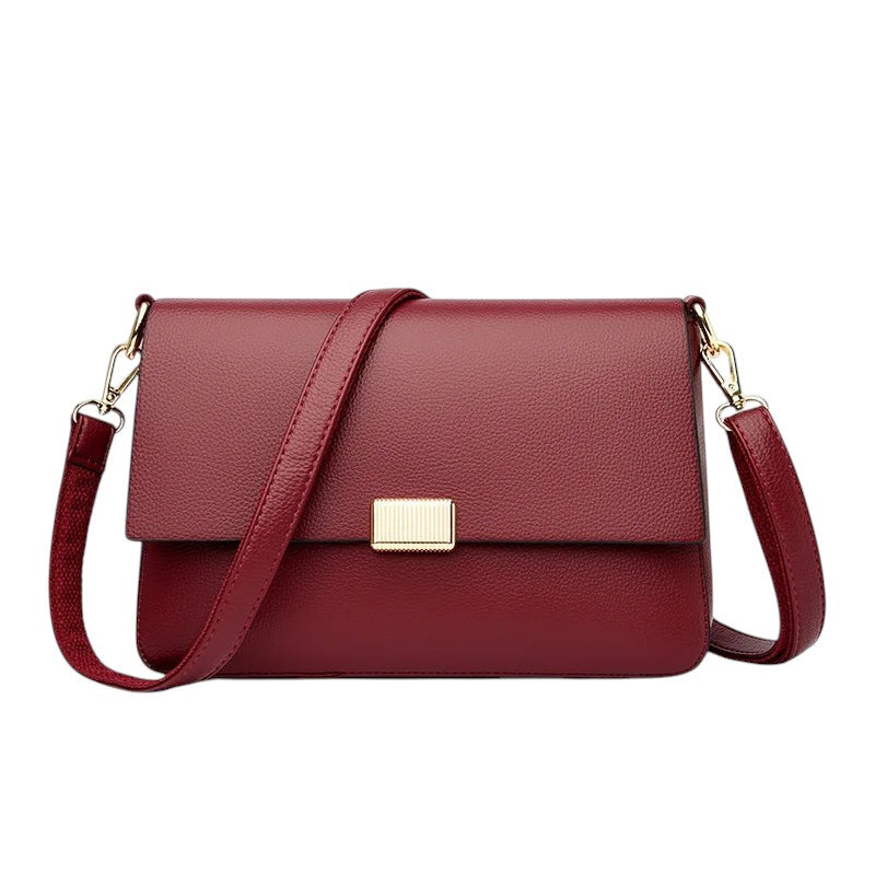 Sac bandoulière rouge bordeaux en cuir PU pour femme, grande capacité, fermeture éclair, poche intérieure, style décontracté par Univers Sac