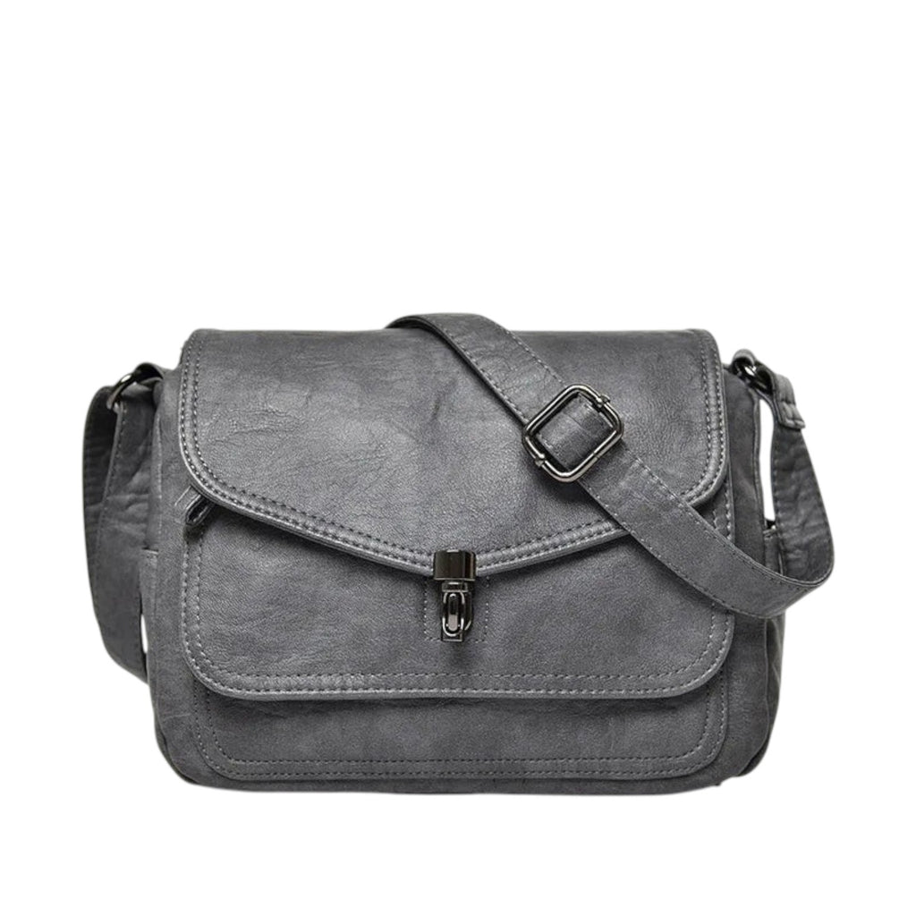 Sac bandoulière vintage gris en PU avec fermeture à fermoir et sangle réglable par Univers Sac