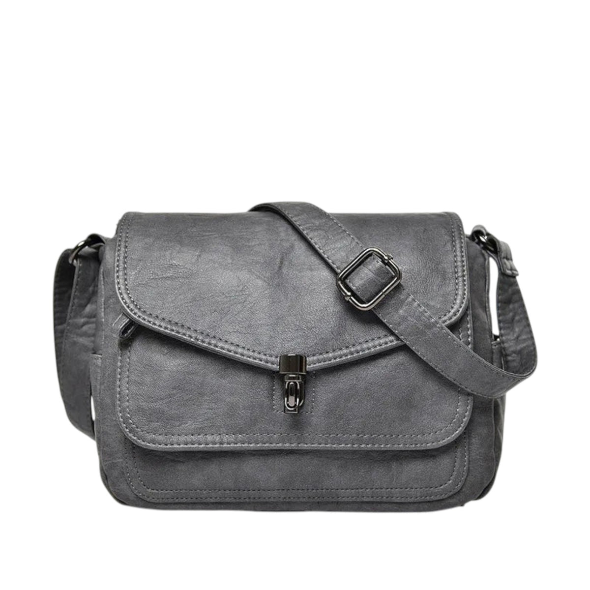 Sac bandoulière vintage gris en PU avec fermeture à fermoir et sangle réglable par Univers Sac