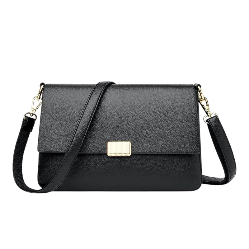 Sac bandoulière noir en cuir PU pour femme, grande capacité, fermeture à glissière, par Univers Sac